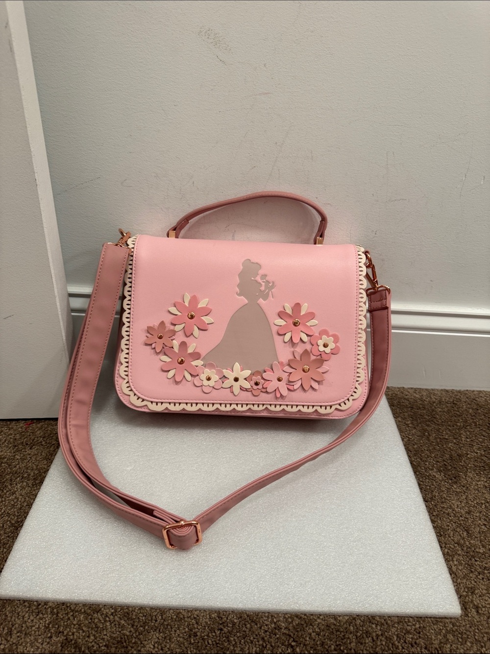 Loungefly Disney princess belle floral lace crossbody bag purse
